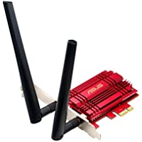 Los mejores  - ASUS PCE-AC56 - Adaptador PCI Express AC1300 (Doble banda- 2T2R- base externa con antenas- disipador pasivo rojo)